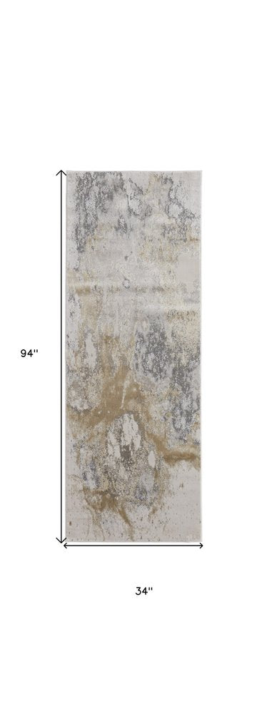 12' X 15' Gray and Ivory Abstract Power Loom Area Rug