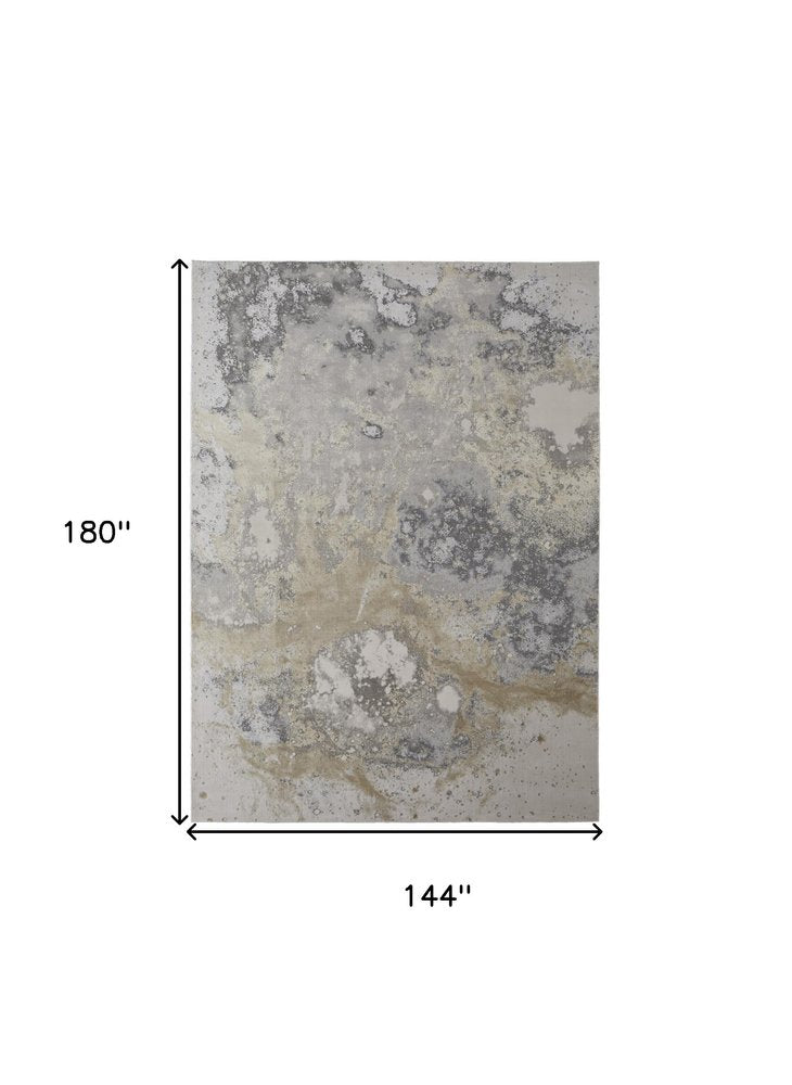 12' X 15' Gray and Ivory Abstract Power Loom Area Rug