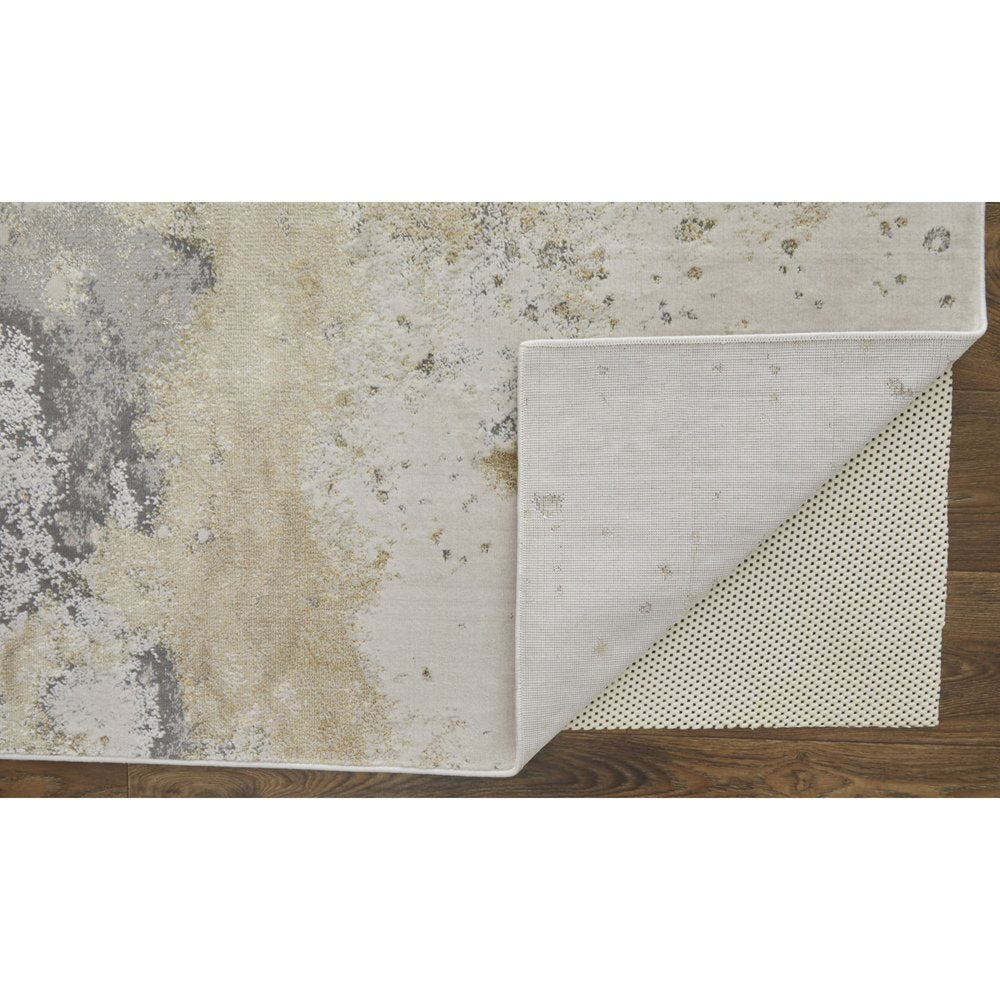 12' X 15' Gray and Ivory Abstract Power Loom Area Rug