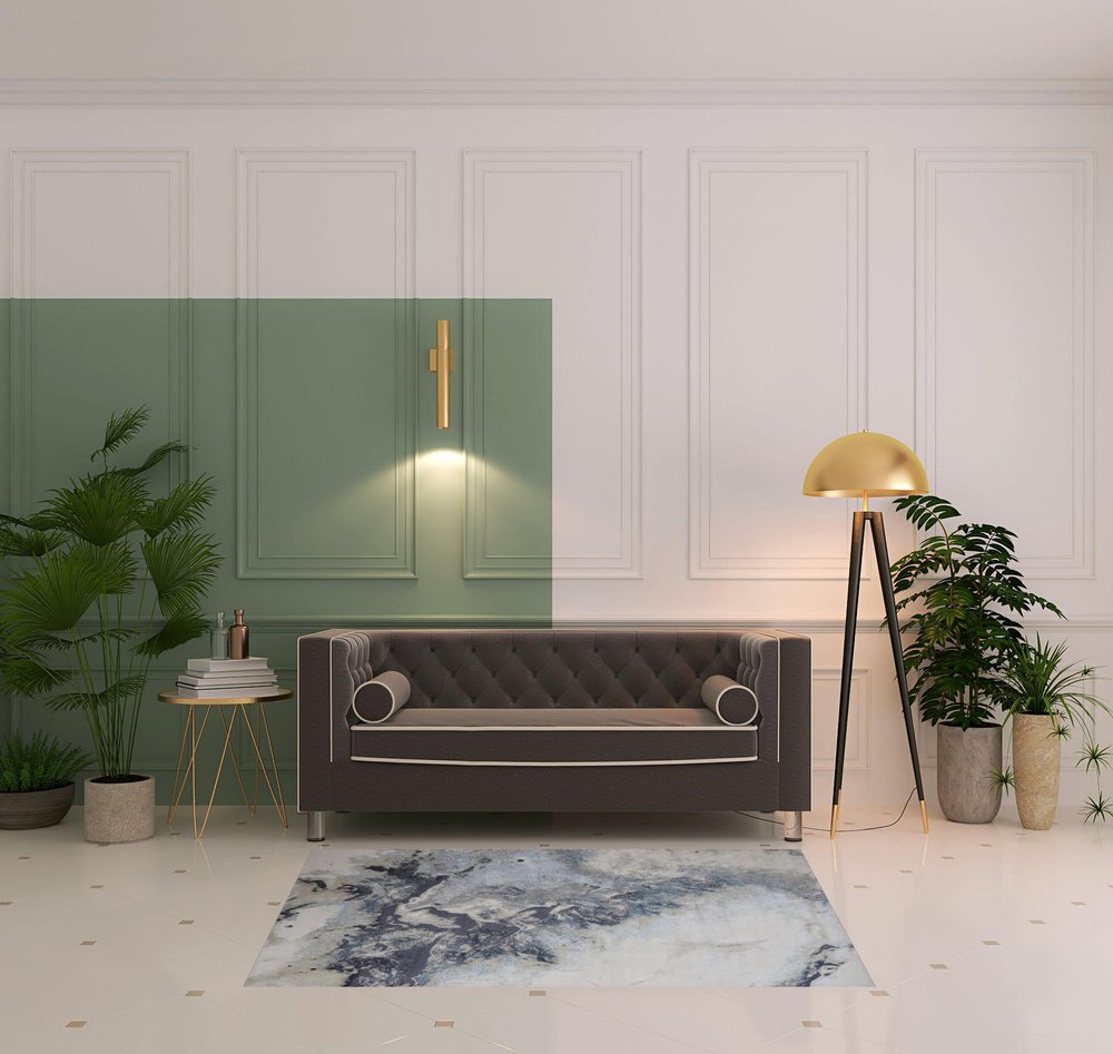 4' X 6' Ivory Black And Gray Abstract Area Rug