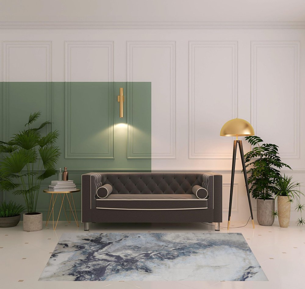 4' X 6' Ivory Black And Gray Abstract Area Rug