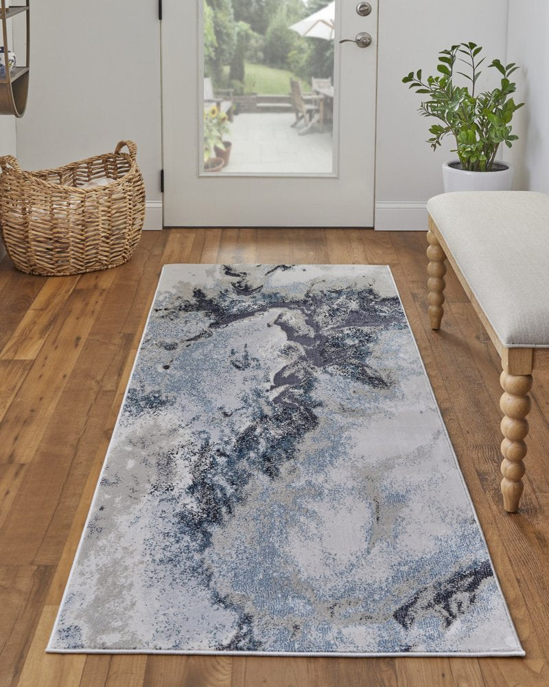 4' X 6' Ivory Black And Gray Abstract Area Rug