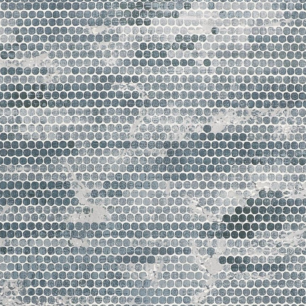 5' X 8' Blue And Gray Polka Dots Distressed Stain Resistant Area Rug