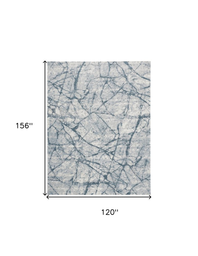 2' X 3' Blue Gray And Ivory Abstract Distressed Stain Resistant Area Rug