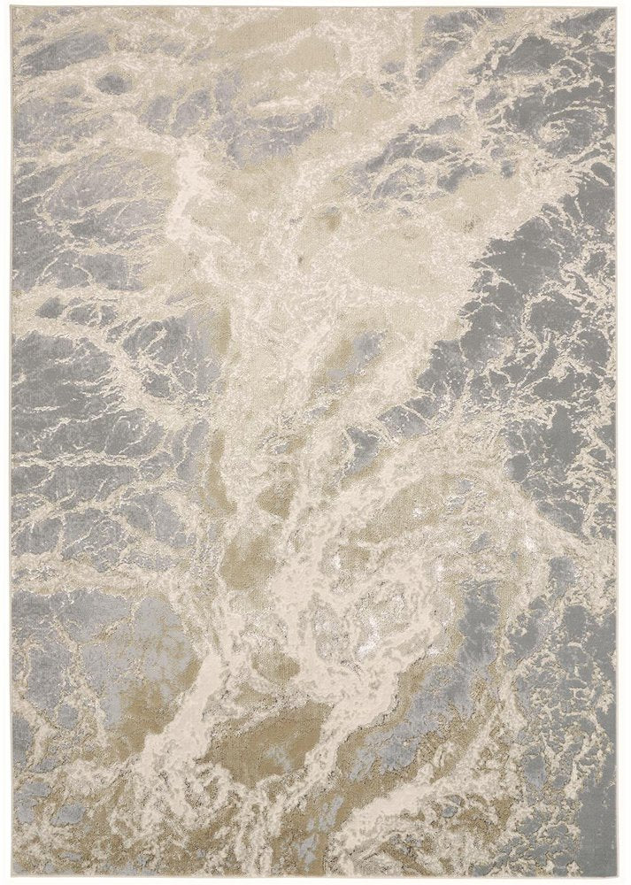4' X 6' Ivory Tan And Gray Abstract Area Rug