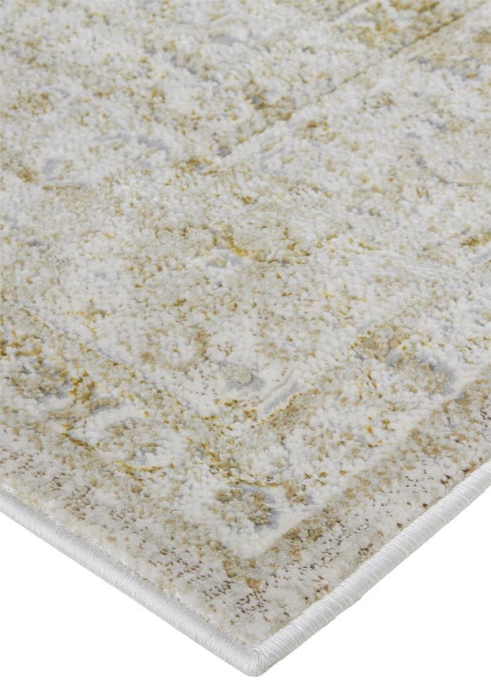 4' X 6' Gold And Ivory Floral Medallion Area Rug