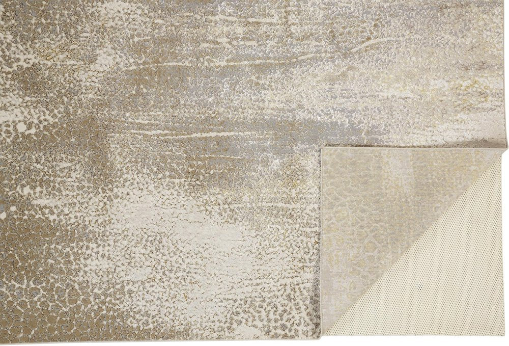 4' X 6' Gold Gray And Ivory Abstract Area Rug