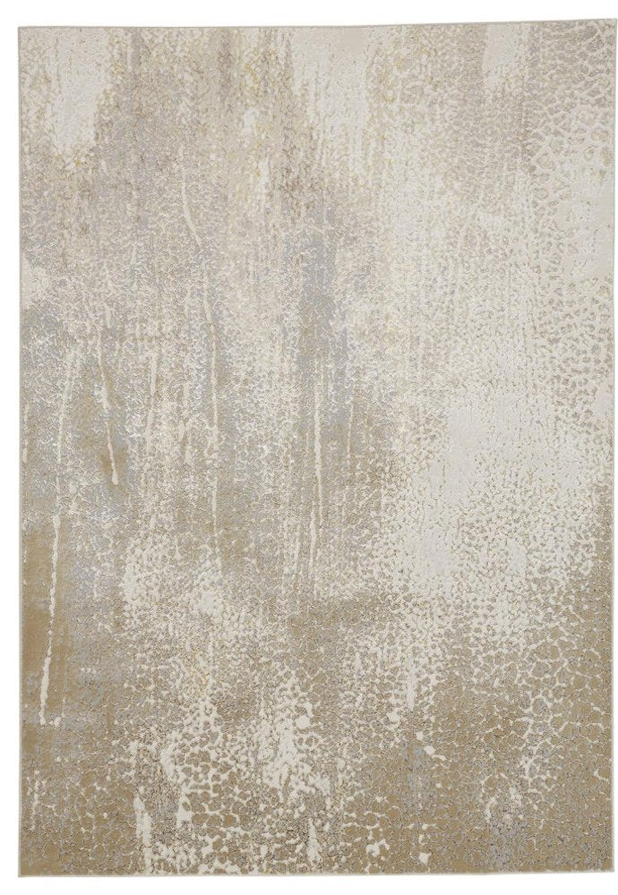 4' X 6' Gold Gray And Ivory Abstract Area Rug
