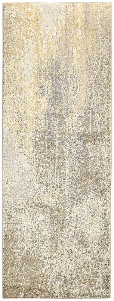 4' X 6' Gold Gray And Ivory Abstract Area Rug