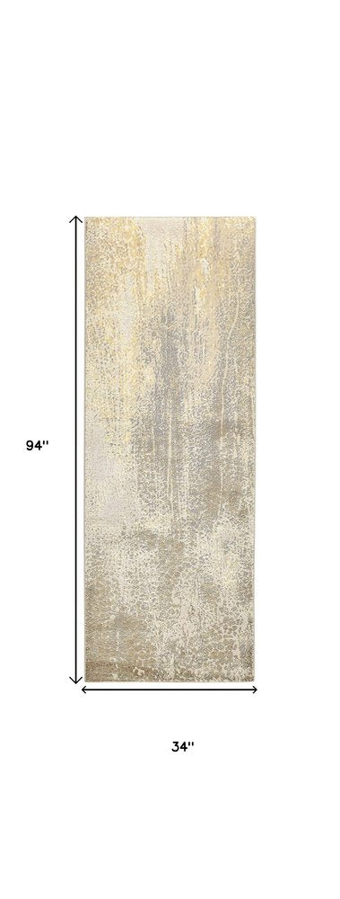 4' X 6' Gold Gray And Ivory Abstract Area Rug