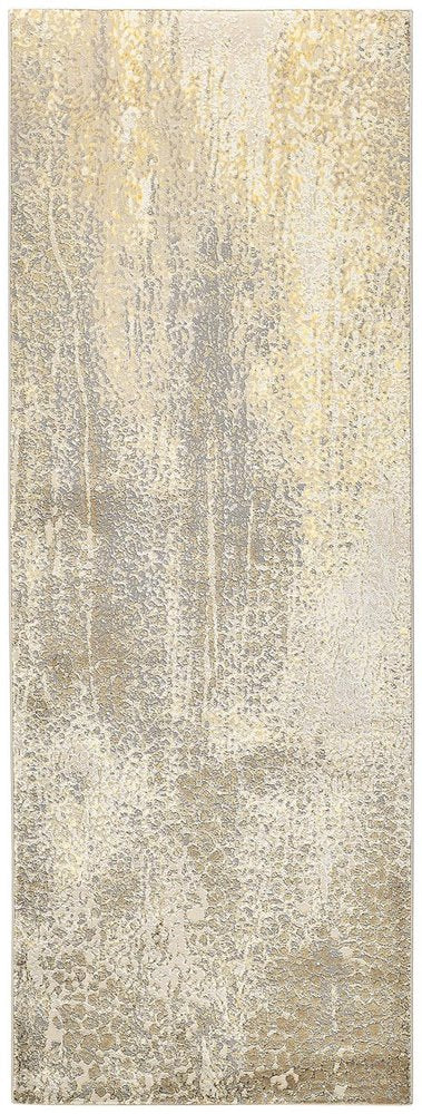 4' X 6' Gold Gray And Ivory Abstract Area Rug