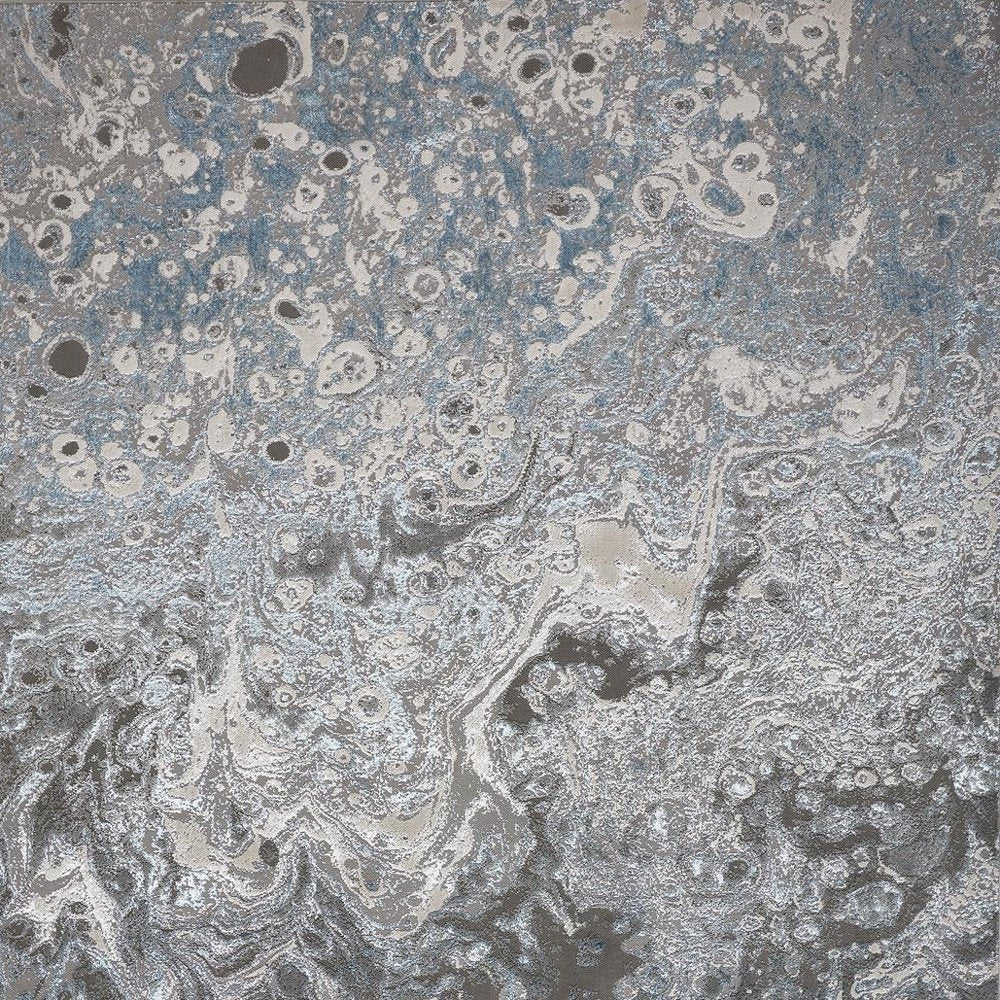 4' X 6' Blue and Gray Abstract Power Loom Area Rug