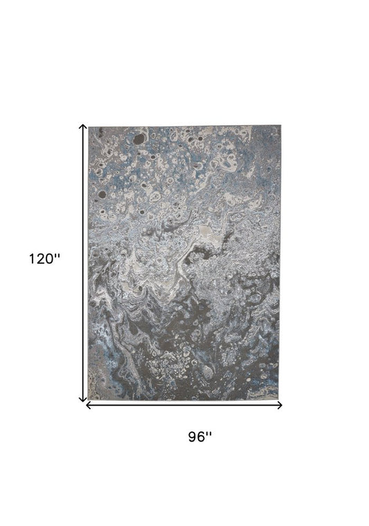 4' X 6' Blue and Gray Abstract Power Loom Area Rug