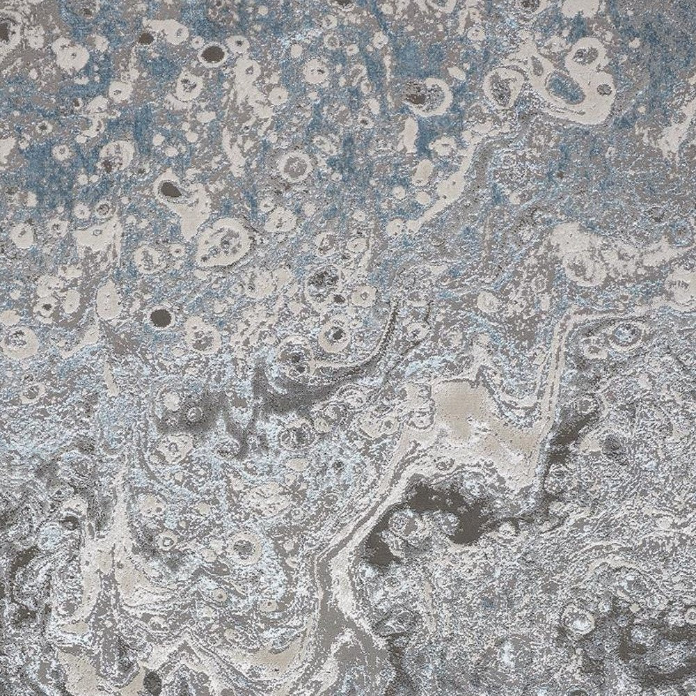 4' X 6' Blue and Gray Abstract Power Loom Area Rug