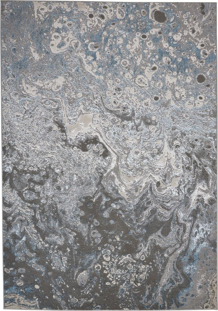 4' X 6' Blue and Gray Abstract Power Loom Area Rug