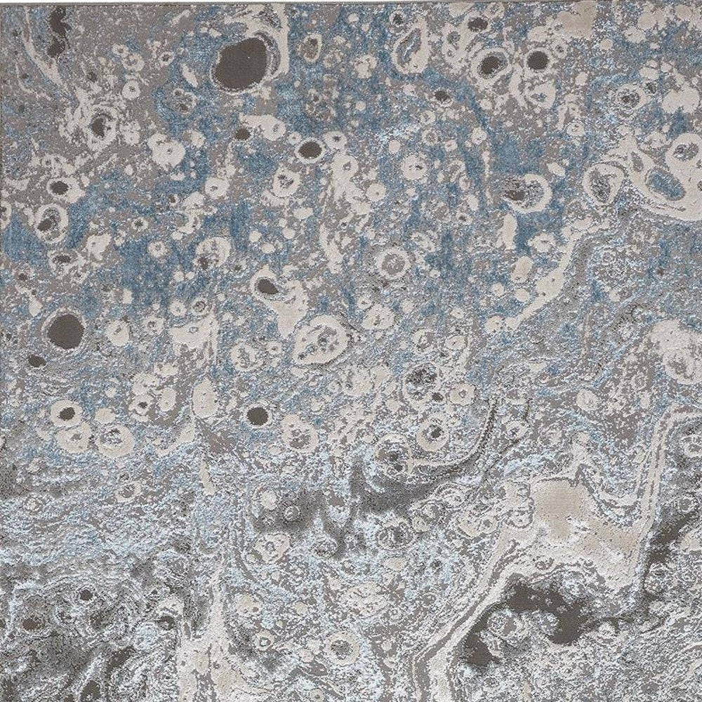 4' X 6' Blue and Gray Abstract Power Loom Area Rug