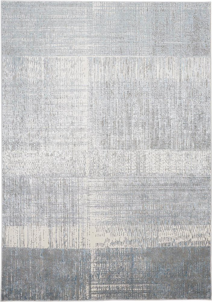 5' X 8' Blue And Gray Abstract Area Rug