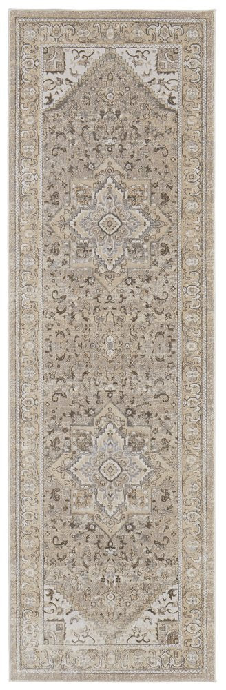 10' X 14' Brown And Ivory Medallion Distressed Area Rug