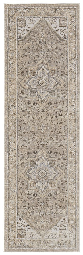 10' X 14' Brown And Ivory Medallion Distressed Area Rug