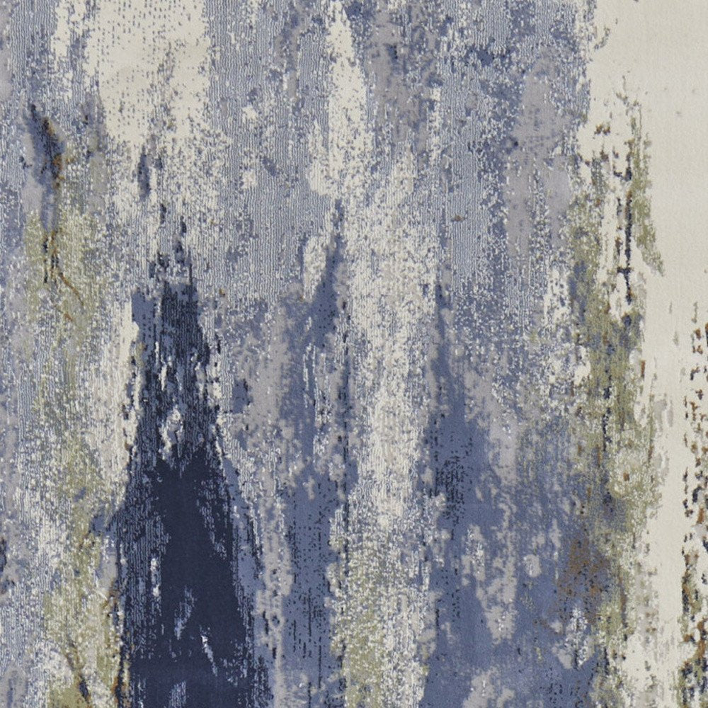 4' X 6' Blue Orange And Ivory Abstract Area Rug