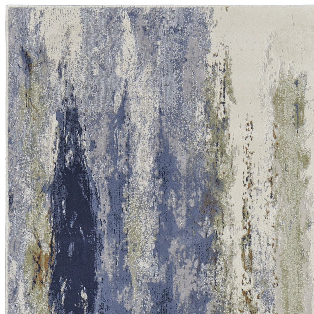 4' X 6' Blue Orange And Ivory Abstract Area Rug