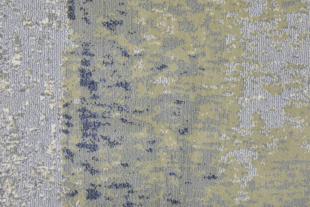 4' X 6' Blue Green And Ivory Abstract Distressed Area Rug