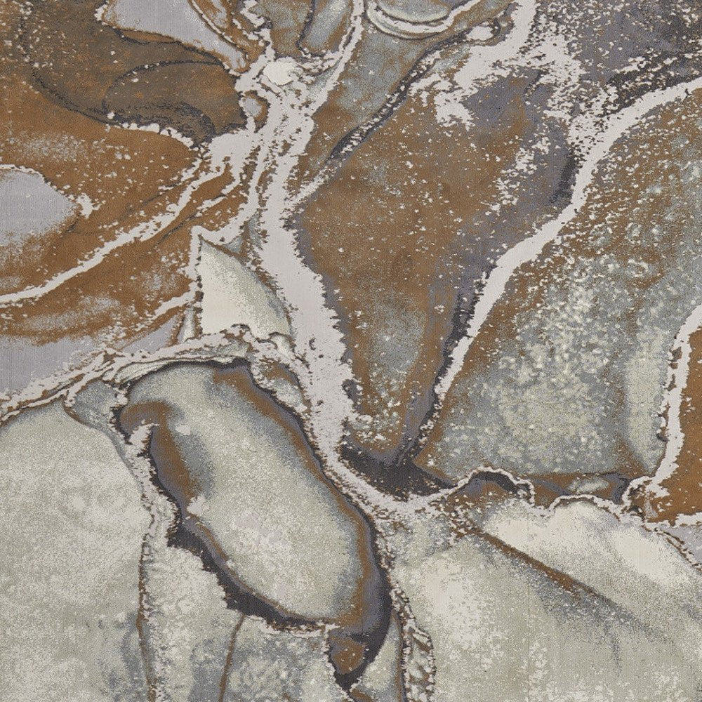 4' X 6' Gray and Brown Marble Power Loom Area Rug