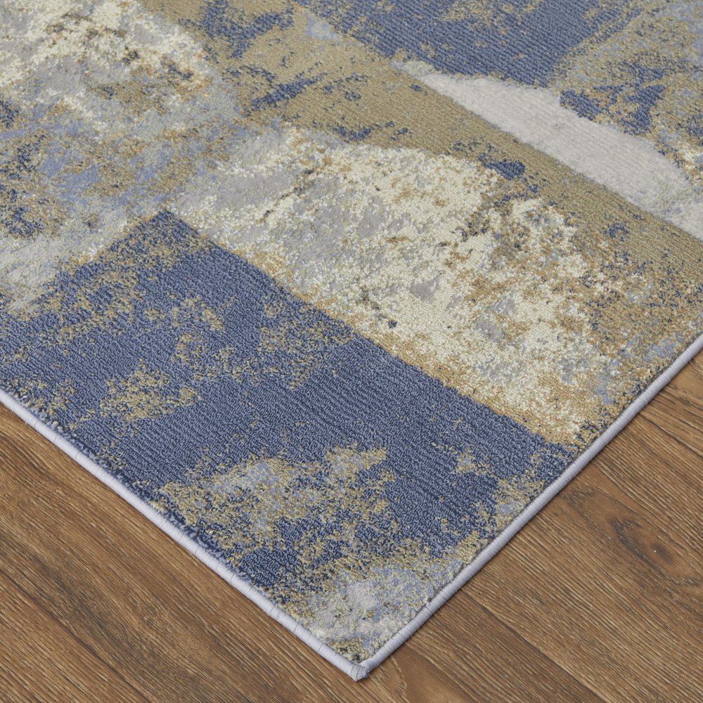 4' X 6' Blue Gray And Tan Abstract Distressed Area Rug