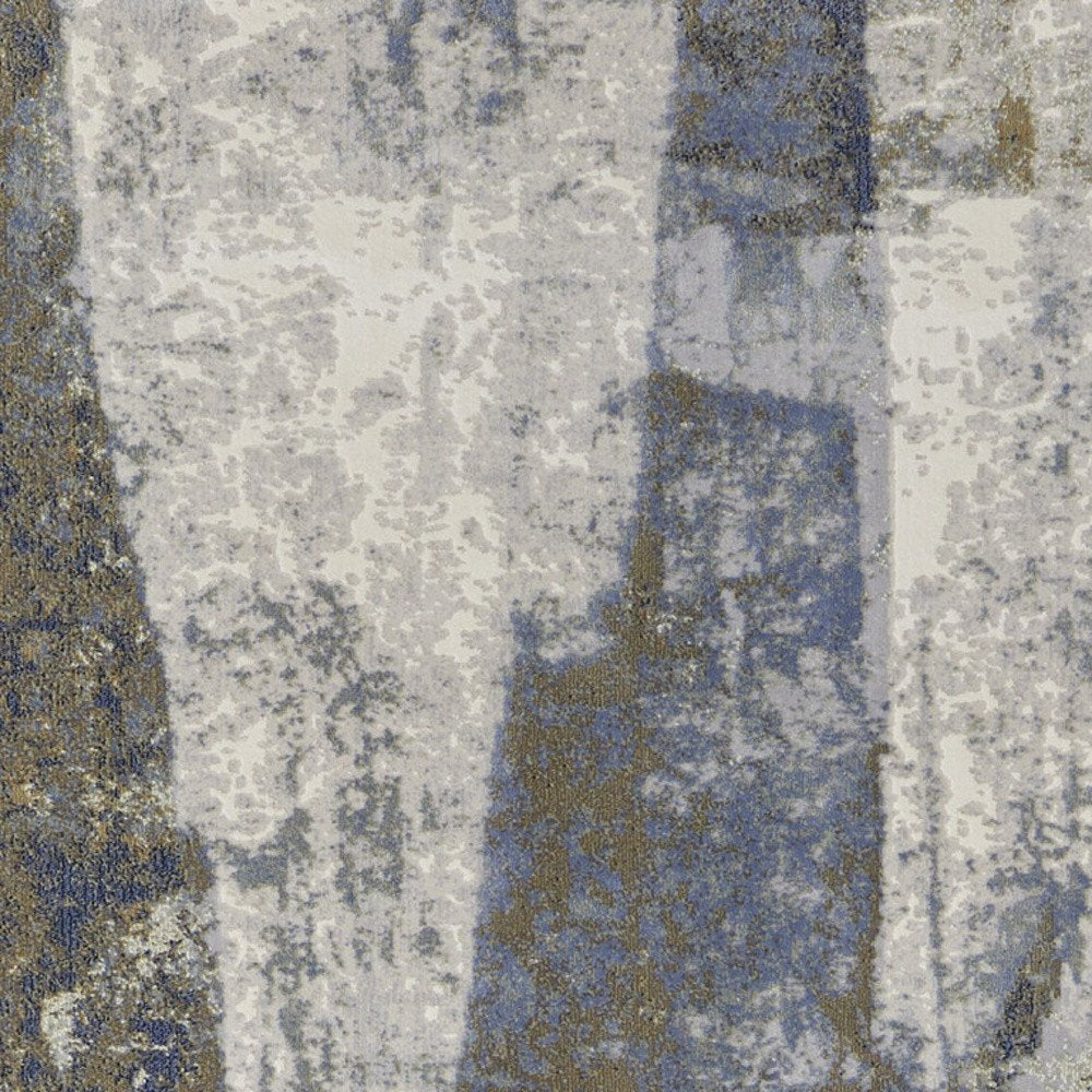 4' X 6' Blue Gray And Tan Abstract Distressed Area Rug