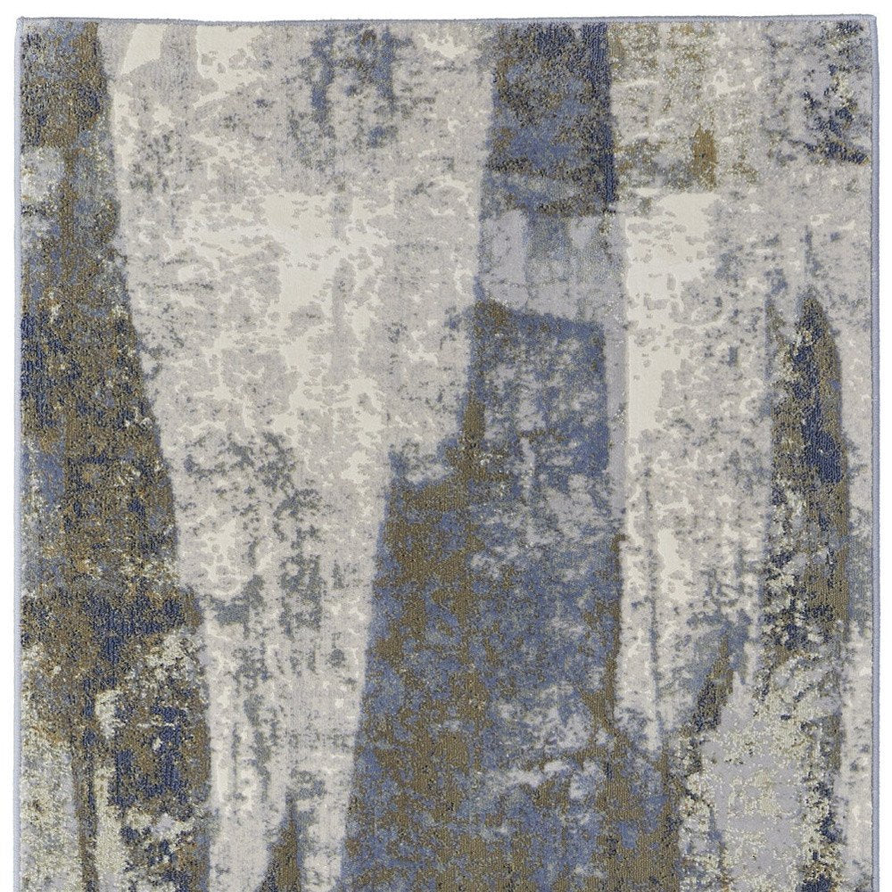 4' X 6' Blue Gray And Tan Abstract Distressed Area Rug