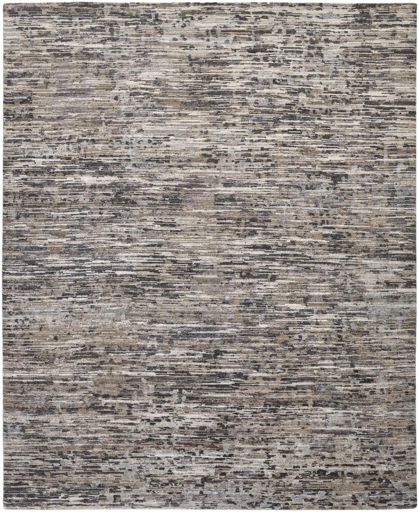 4' X 6' Gray Brown And Beige Wool Abstract Hand Knotted Area Rug