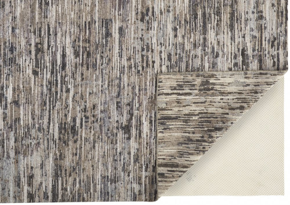 4' X 6' Gray Brown And Beige Wool Abstract Hand Knotted Area Rug