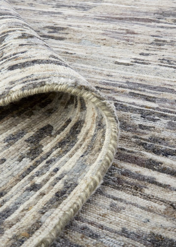 4' X 6' Gray Brown And Beige Wool Abstract Hand Knotted Area Rug