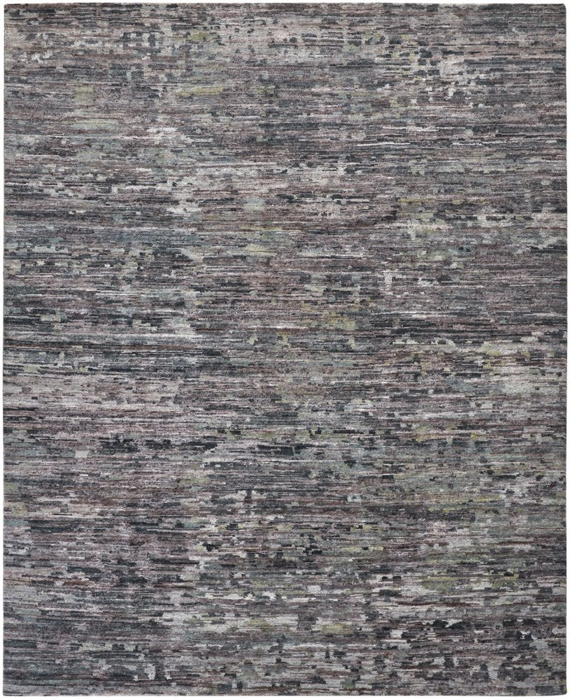 4' X 6' Blue and Gray Wool Abstract Hand Knotted Area Rug