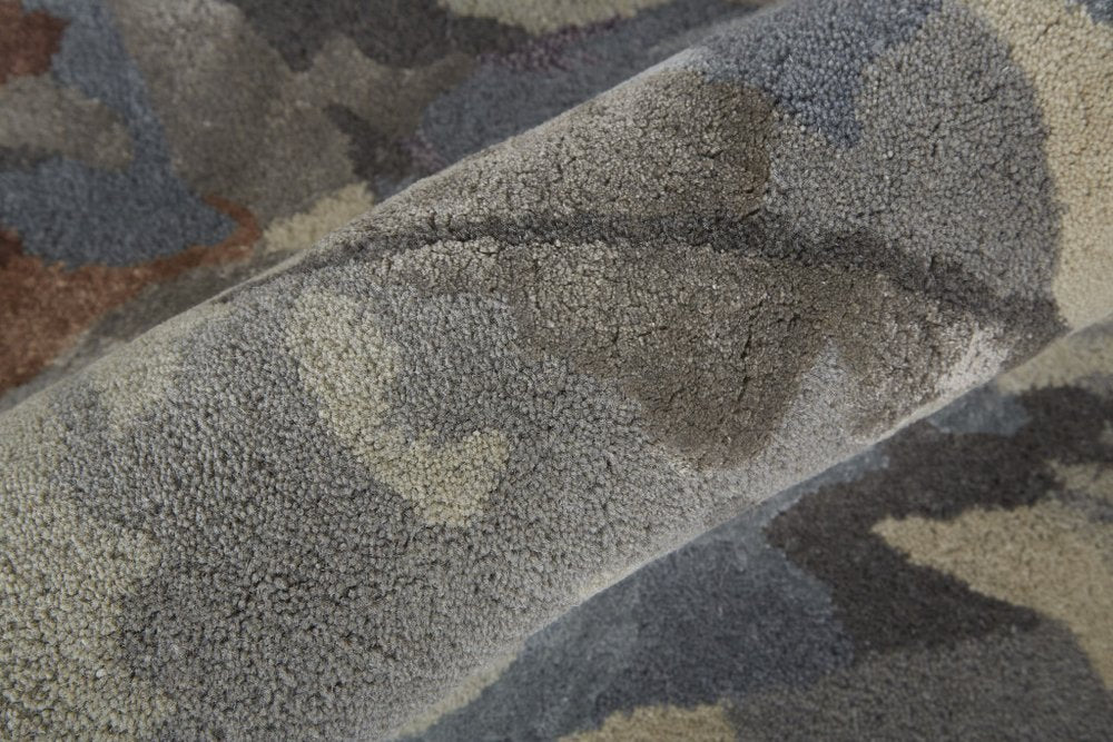 2' X 3' Blue and Gray Wool Floral Hand Tufted Area Rug