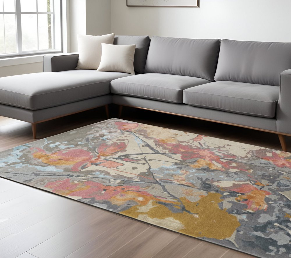 2' X 3' Ivory and Blue Wool Floral Hand Tufted Area Rug