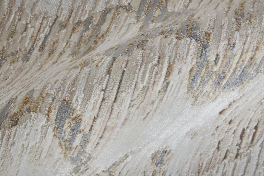 12' X 15' Ivory Tan And Blue Abstract Distressed Area Rug