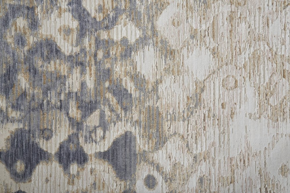 12' X 15' Ivory Tan And Blue Abstract Distressed Area Rug