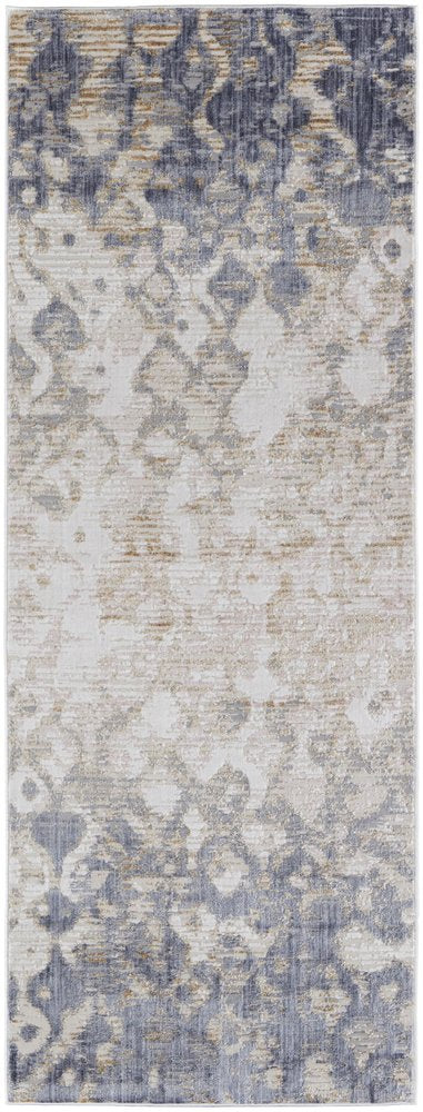 12' X 15' Ivory Tan And Blue Abstract Distressed Area Rug