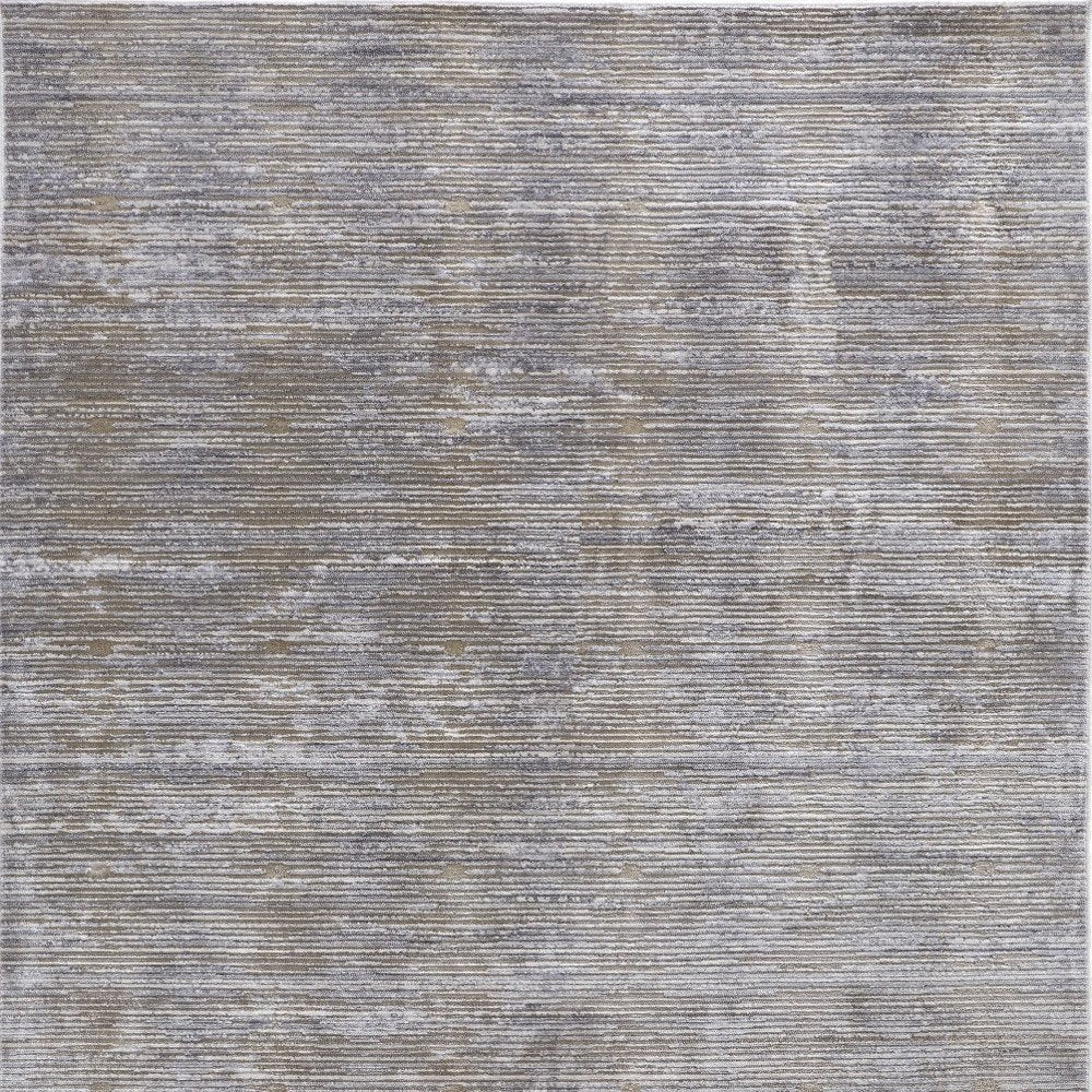 8' X 10' Taupe Silver and Tan Abstract Power Loom Non Skid Area Rug