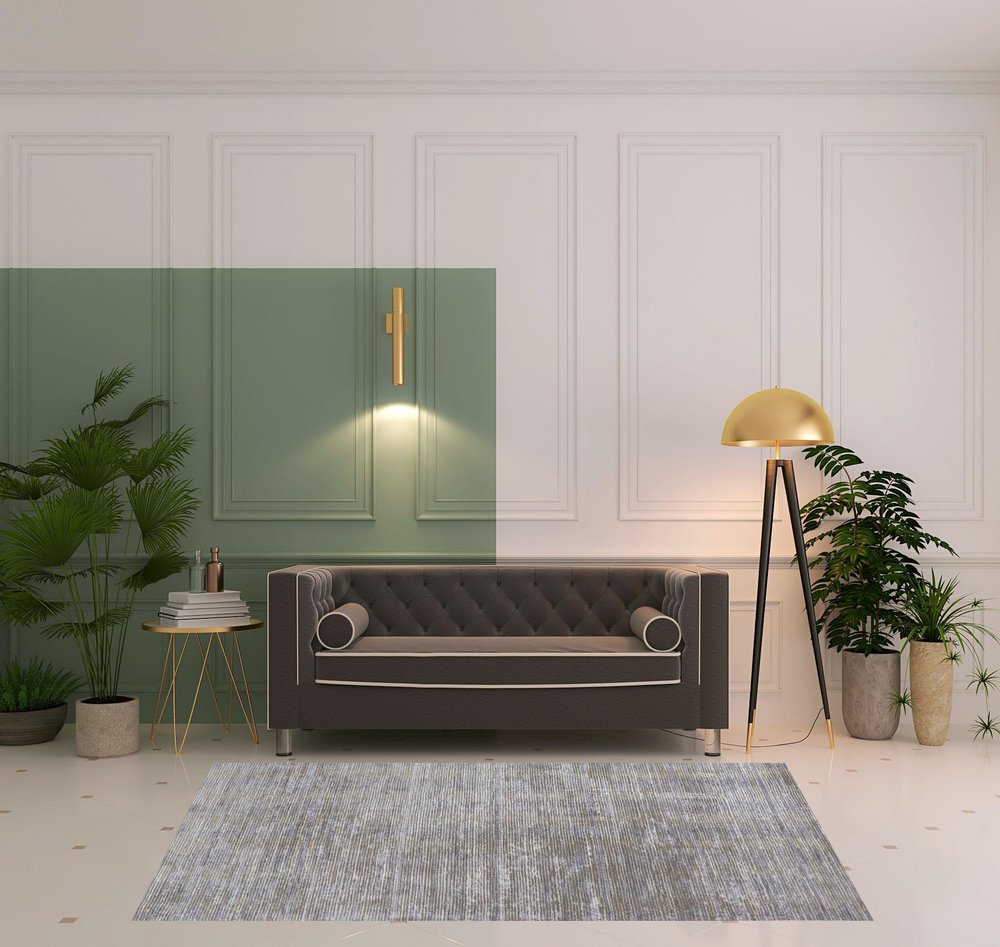 8' X 10' Taupe Silver and Tan Abstract Power Loom Non Skid Area Rug