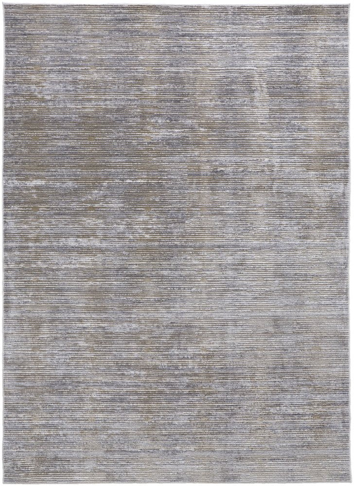 8' X 10' Taupe Silver and Tan Abstract Power Loom Non Skid Area Rug