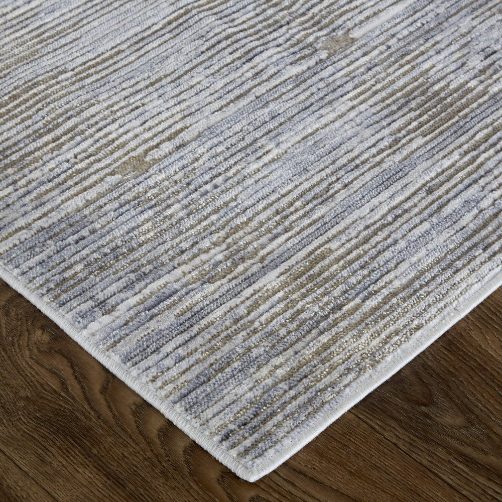 8' X 10' Taupe Silver and Tan Abstract Power Loom Non Skid Area Rug