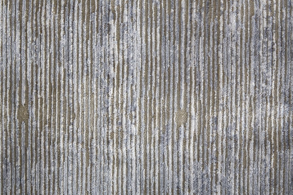 8' X 10' Taupe Silver and Tan Abstract Power Loom Non Skid Area Rug