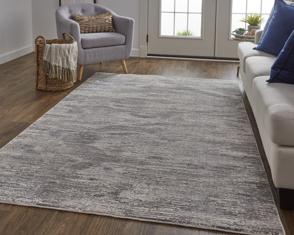 4' X 6' Tan and Gray Abstract Power Loom Distressed Area Rug