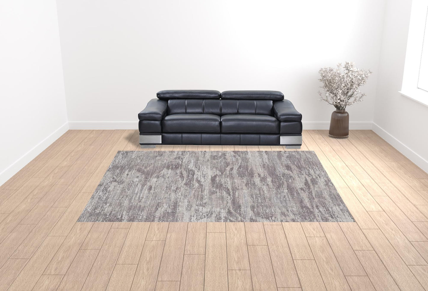 4' X 6' Tan and Gray Abstract Power Loom Distressed Area Rug