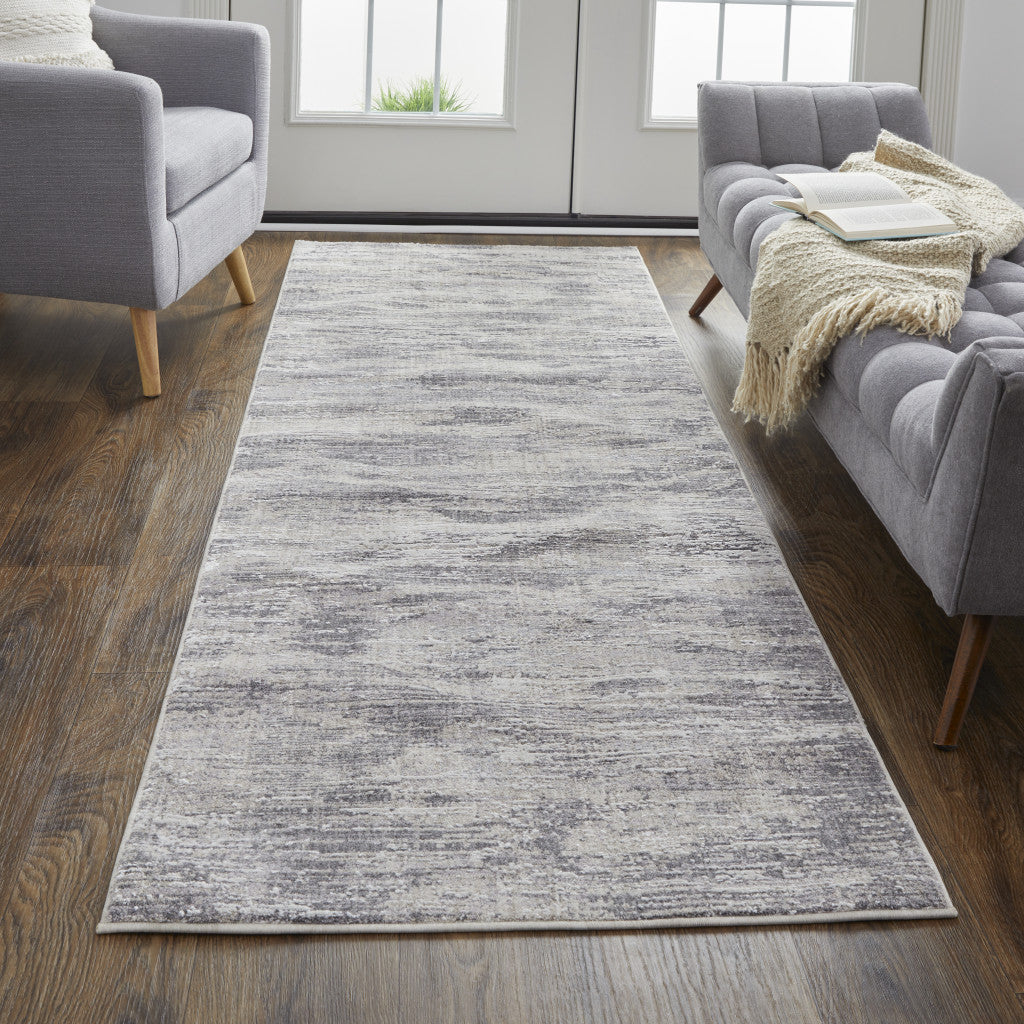 4' X 6' Tan and Gray Abstract Power Loom Distressed Area Rug