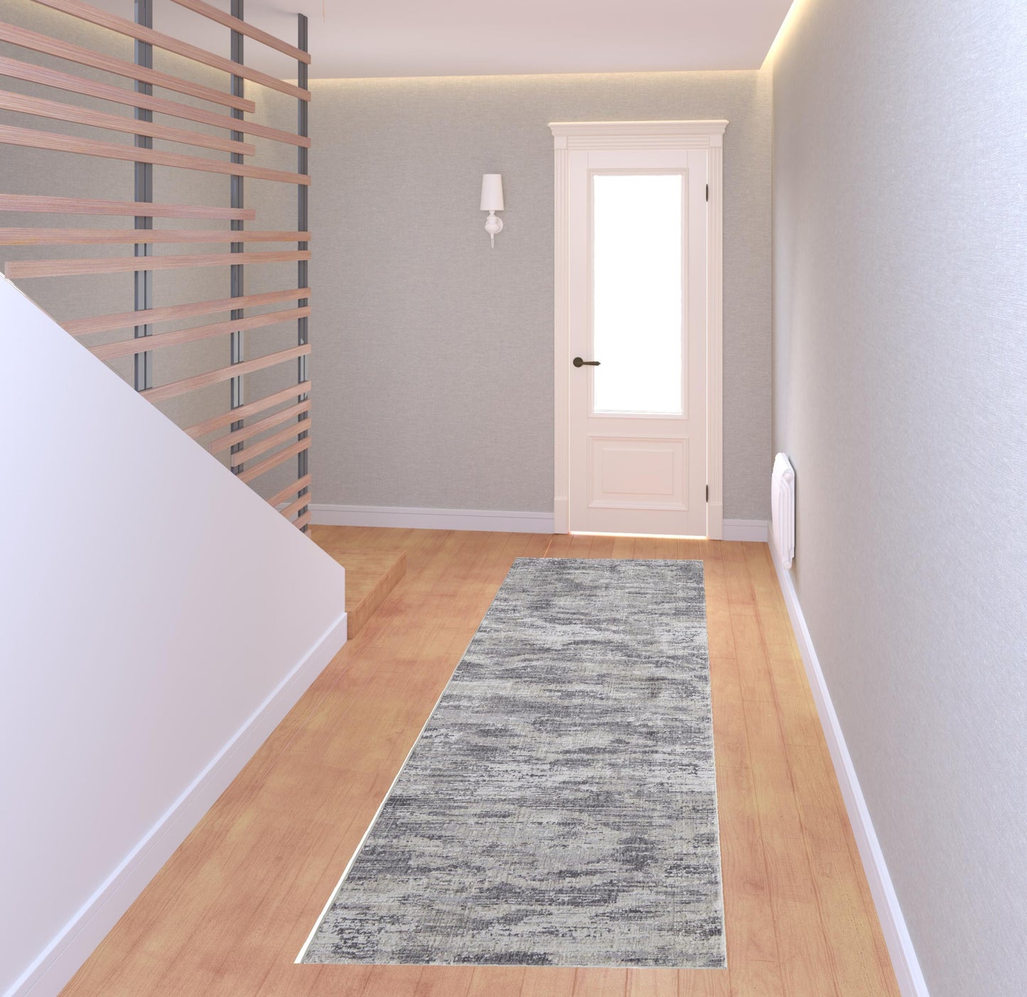 4' X 6' Tan and Gray Abstract Power Loom Distressed Area Rug