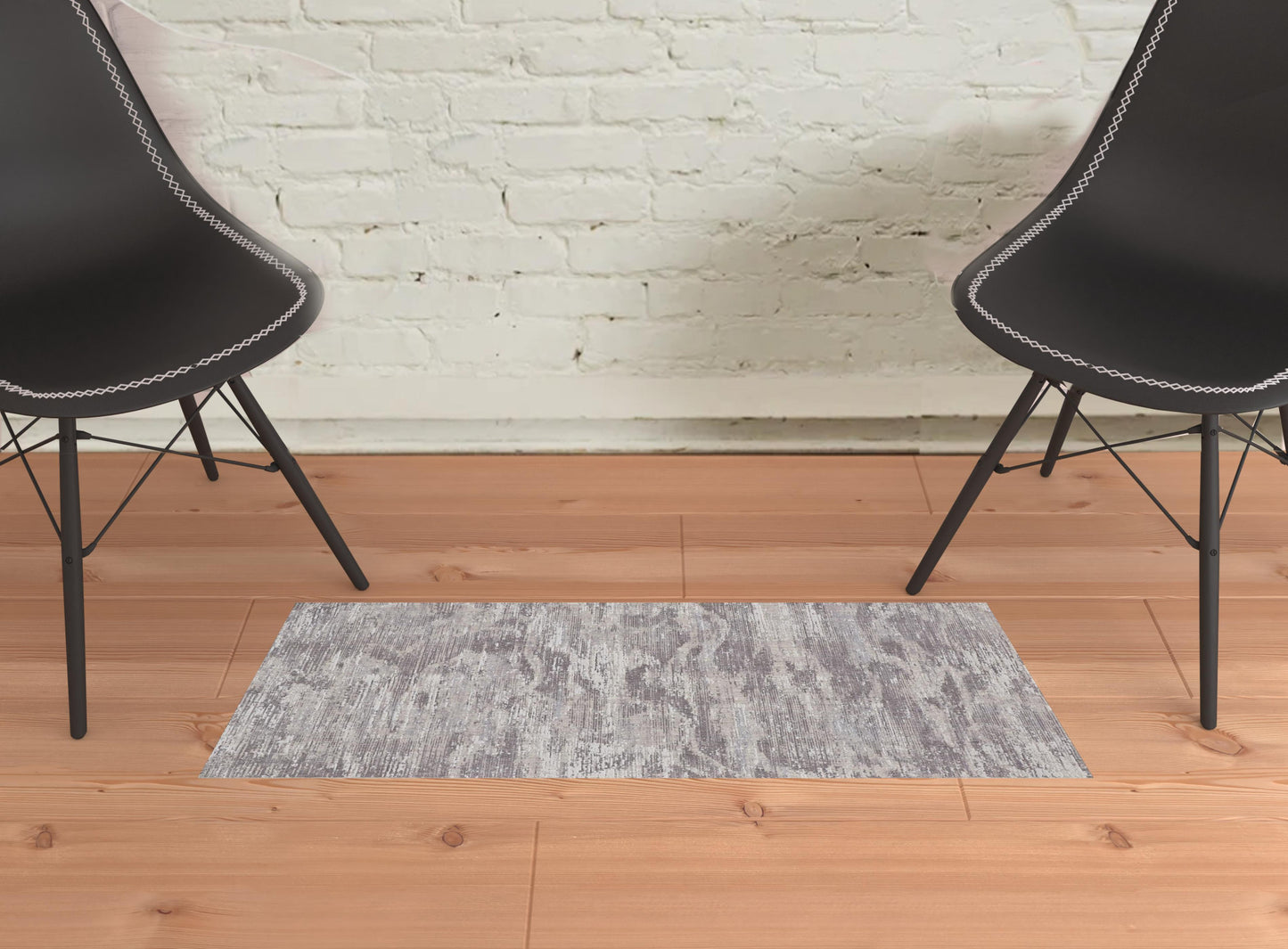 4' X 6' Tan and Gray Abstract Power Loom Distressed Area Rug