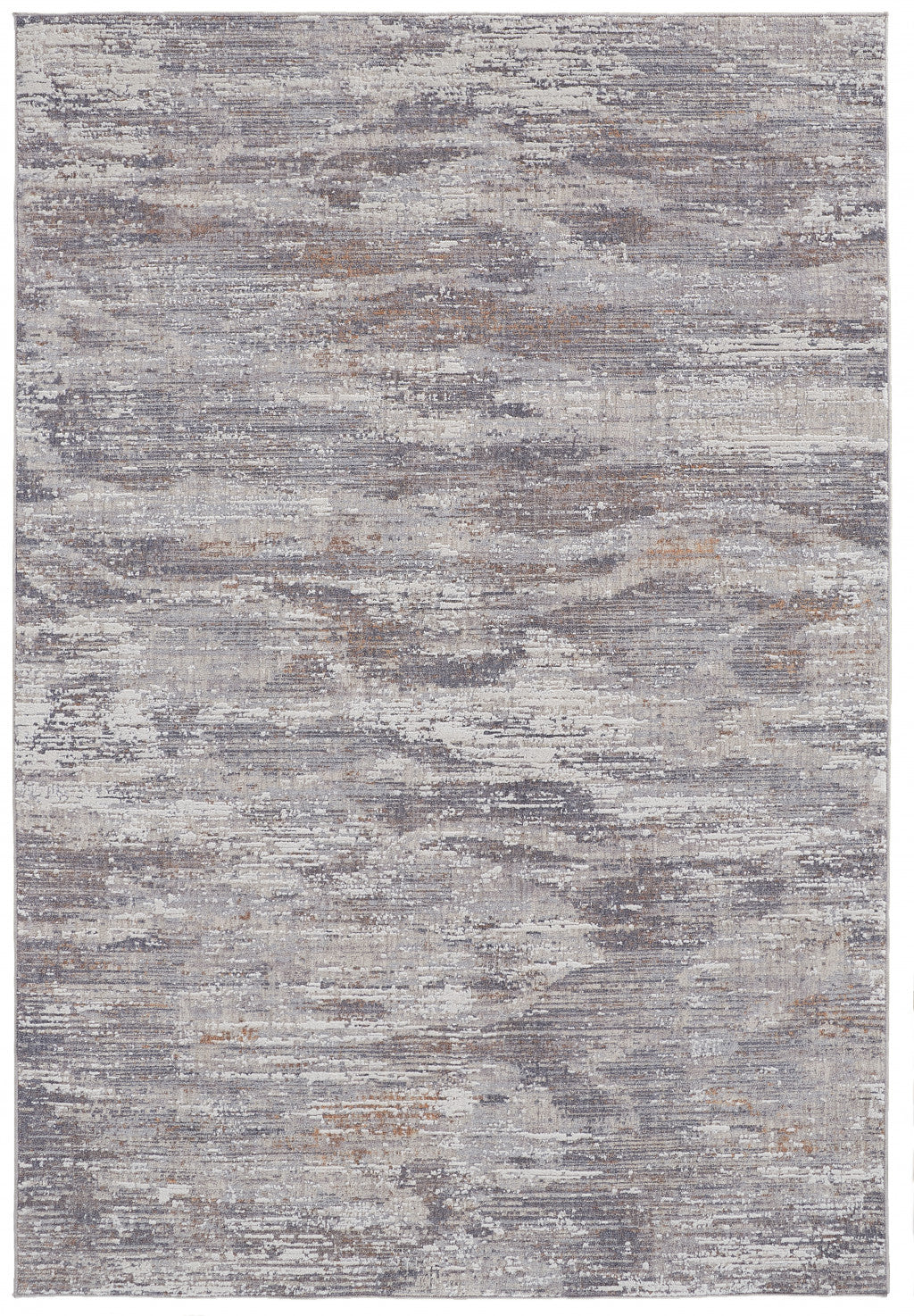 4' X 6' Tan and Gray Abstract Power Loom Distressed Area Rug